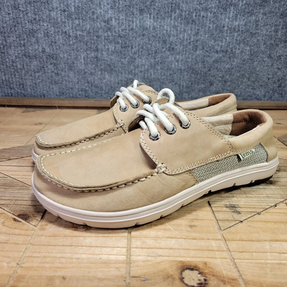 Lems Mariner Shoes Mens‎ Size 7 Brown Leather Boat Casual Barefoot Comfort